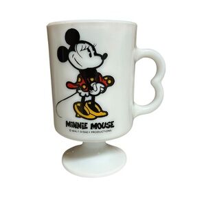 Vintage Disney Mug Minnie Mouse Milk Glass Coffee Tea Cup Disneyana Disneyland